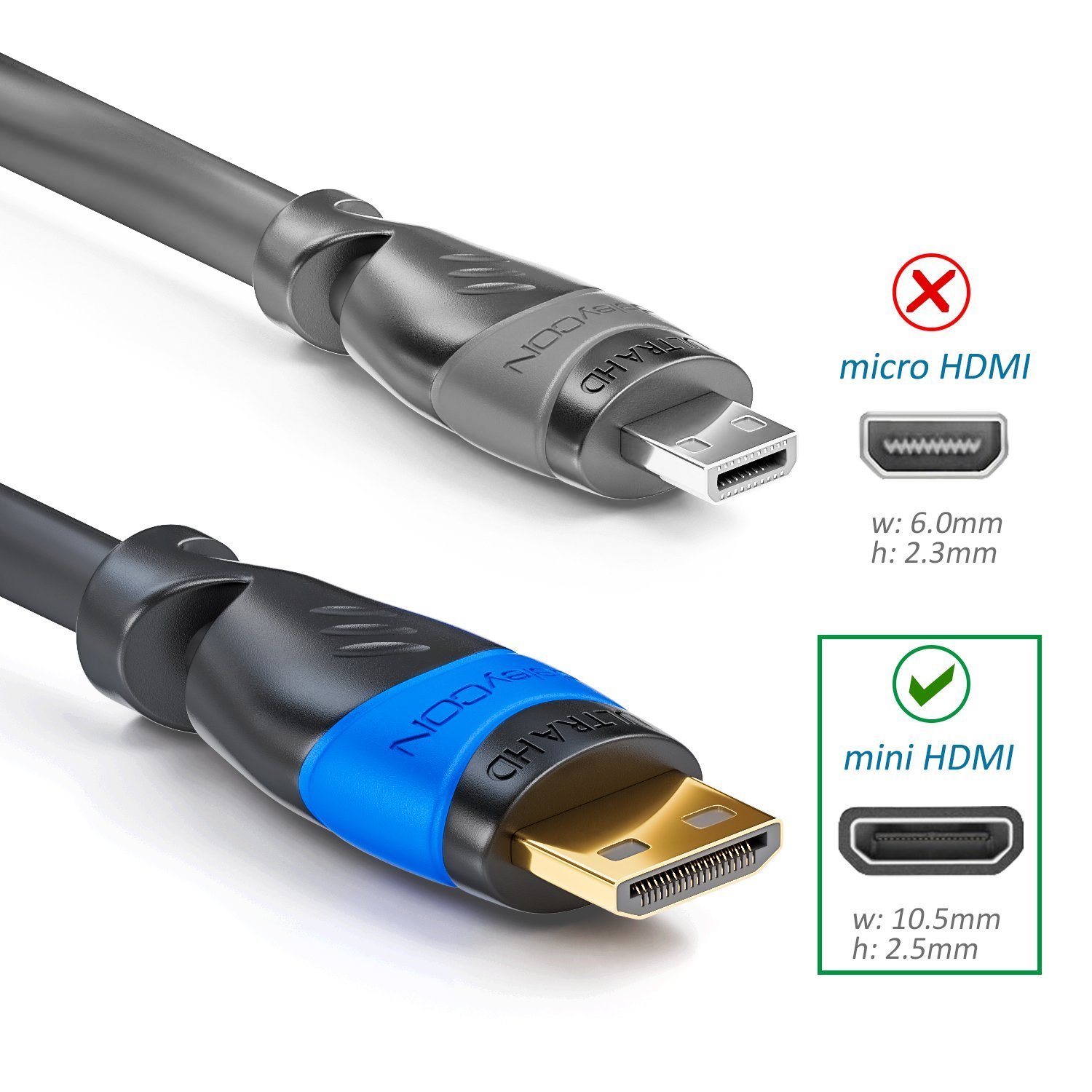 deleyCON 1,5m Mini HDMI Cavo HDMI 2.0/1.4a Compatibile ARC 3D 4K Ultra HD 1080p 2160p ad alta Velocità con Ethernet (Ultimo Standard) - Nero