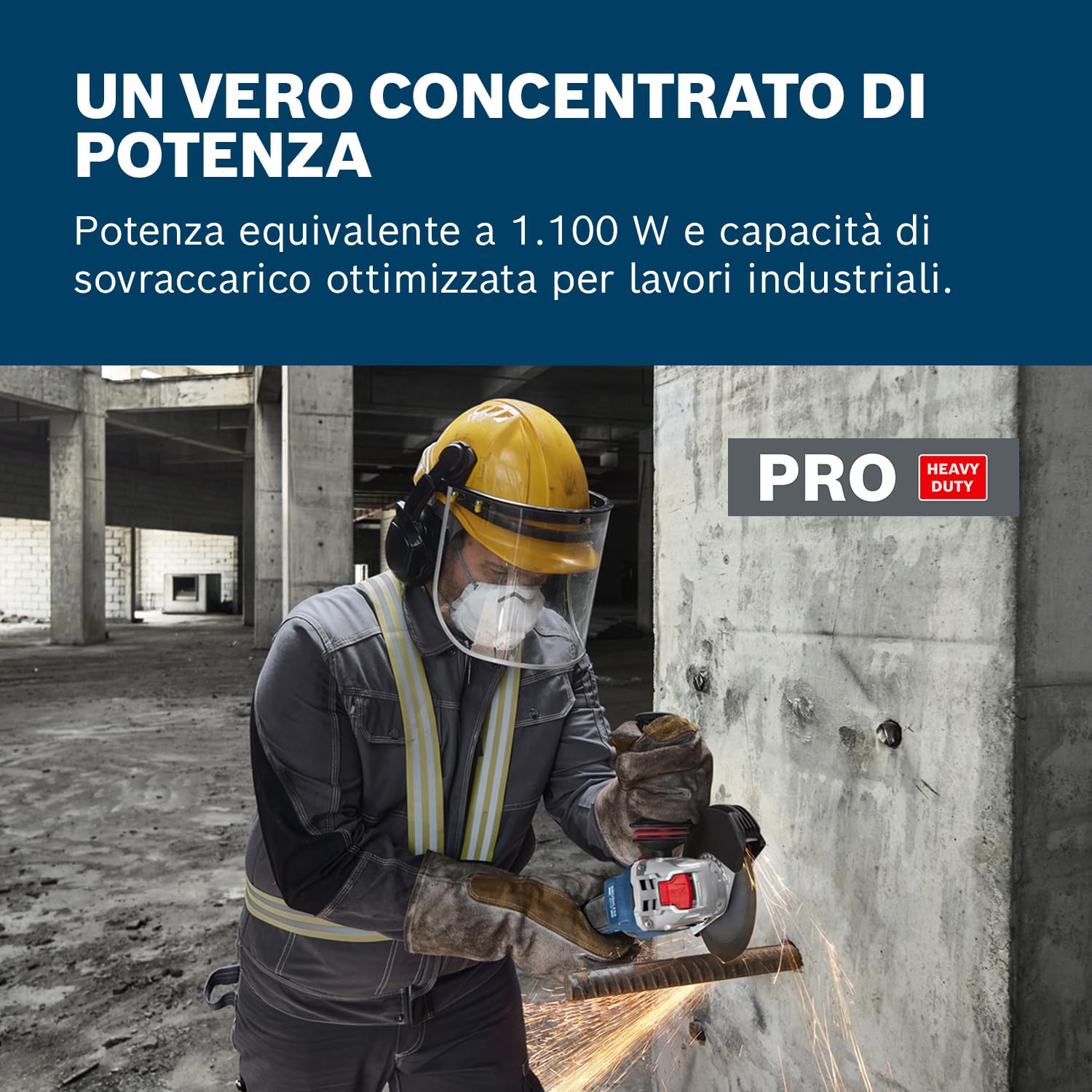Bosch Professional 18V System Smerigliatrice angolare a batteria con X-LOCK GWX 18V-11 S (incl. impugnatura supplementare Vibration Control, cuffia di protezione, L-BOXX 136)