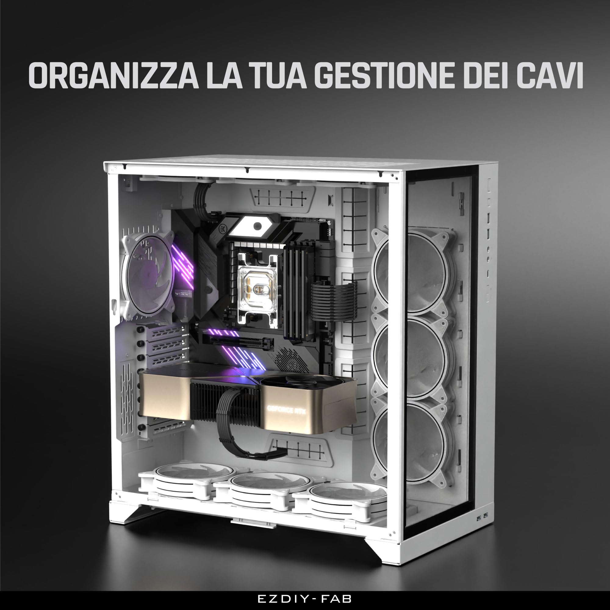 EZDIY-FAB Kit di Cavi con Manicotto PCIE 5.0 12VHPWR,Prolunga del Cavo di Alimentazione 16AWG,Cavo di Estensione da 24 PIN-ATX/(4+4) PIN-EPS/(12+4) PIN a 4X 8 PIN PCIE- RTX4090/4080/4070Ti-Nero
