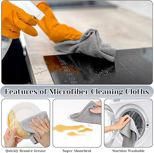 Miniatura 4 de Paquete de 45 paños de limpieza de microfibra, 10 x 10 pulgadas, toallas reutilizables, lavables, toallas de microfibra súper absorbentes para secar