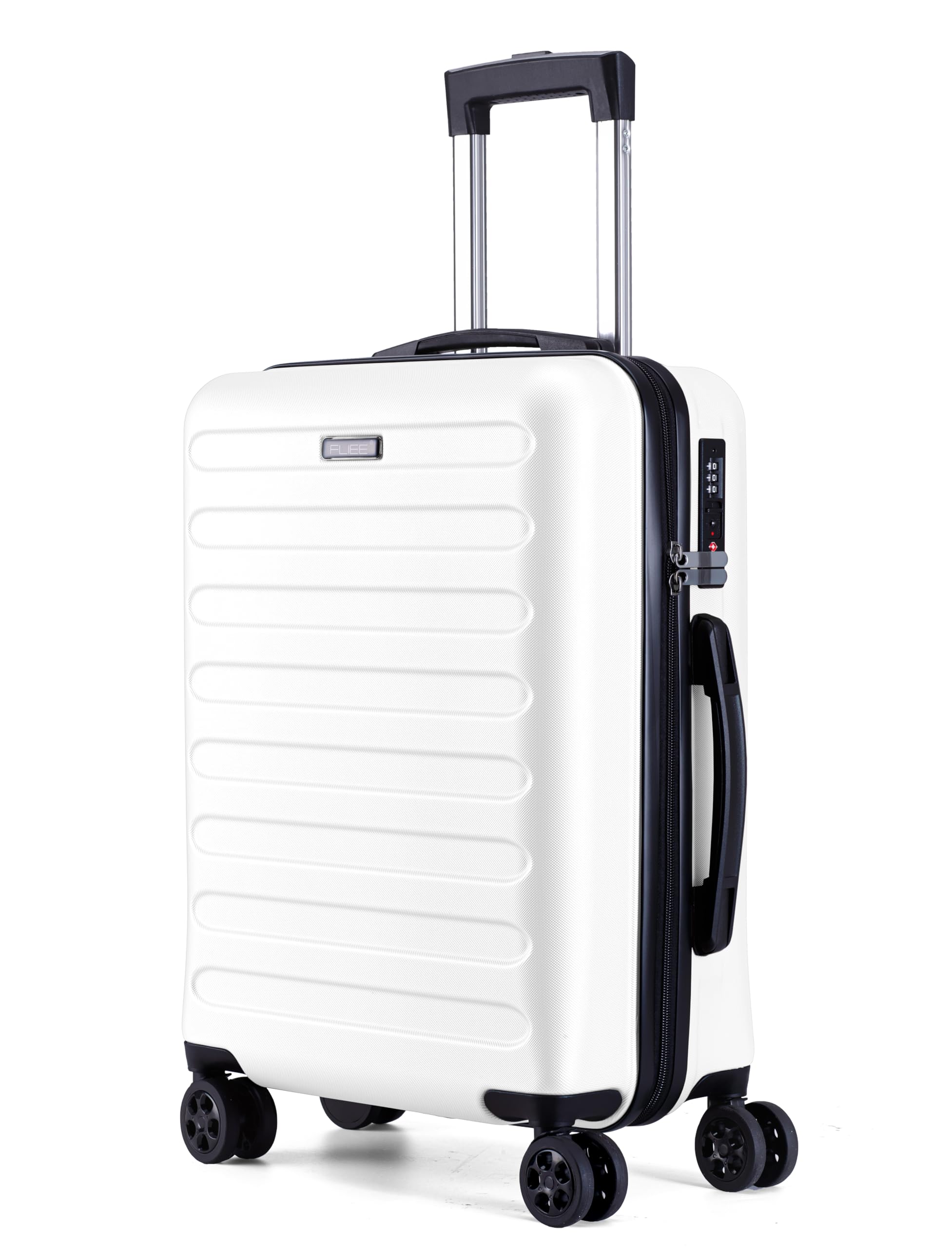 Cabin Suitcase Hard Shell | Lightweight Suitcase | Telescopic Handle | TSA 3 Digit Combination Lock | 55x40x20cm cabin | Suitable for Ryanair, Easyjet, Jet 2 Paid Carry-ons | (WHITE, CABIN 20'')