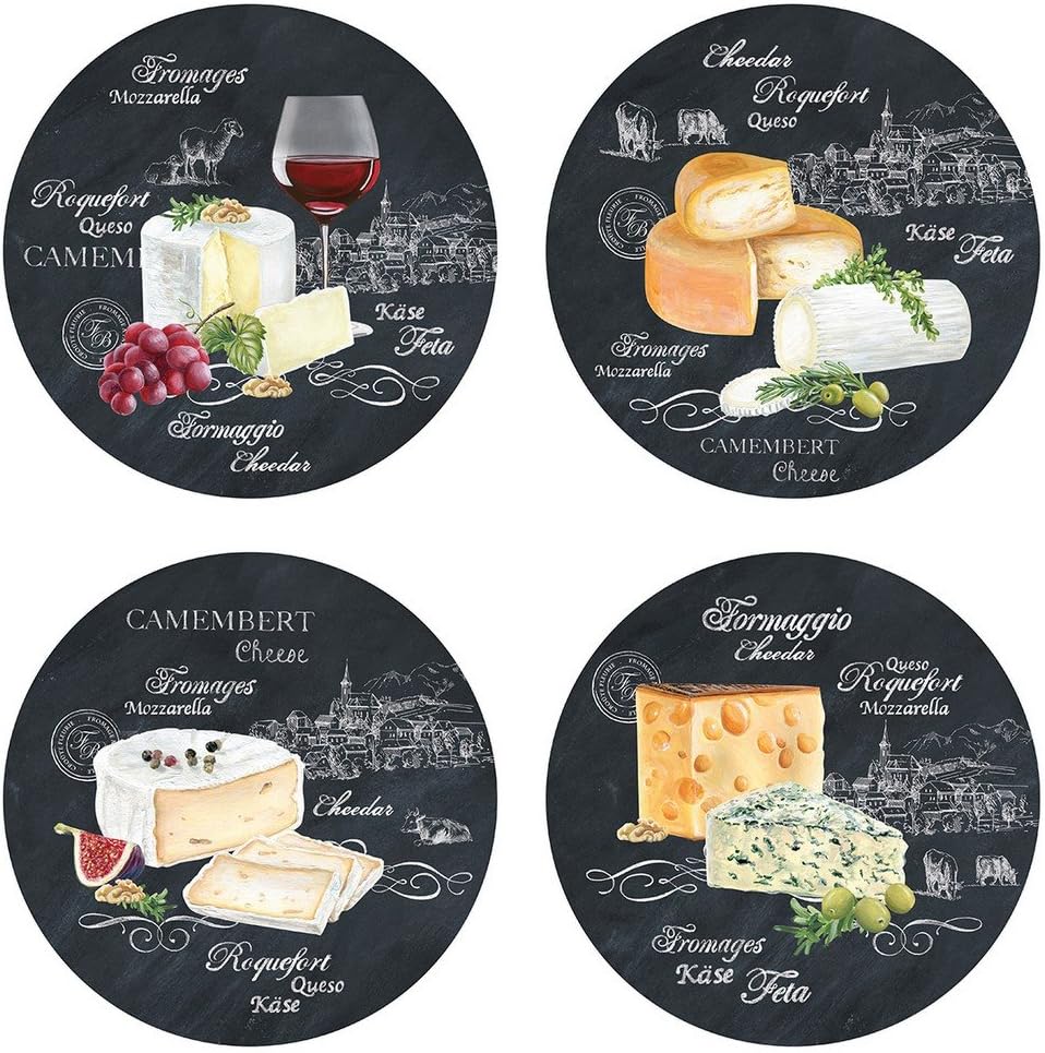 BIA International - Set of 4 Classic Canapé Plates - 12.5 cm Diameter - Camembert Cheese Plate Set - Gift Box Packaged Set