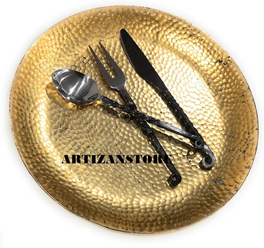 Hand Forged Medieval Iron Eating Cutlery Set with Leather Belt Pouch, Viking Feast ware, Art Collection, Antiquity, Fork, Knife and Spoon Medieval Eating Utensil Set, Great Gift as Collectible