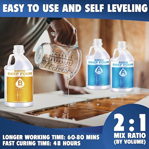 Miniatura 6 de Resina epoxi de vertido profundo de 1.5 galones, kit de resina epoxi transparente de 2 a 4 pulgadas de profundidad con mezclador, sin burbujas,