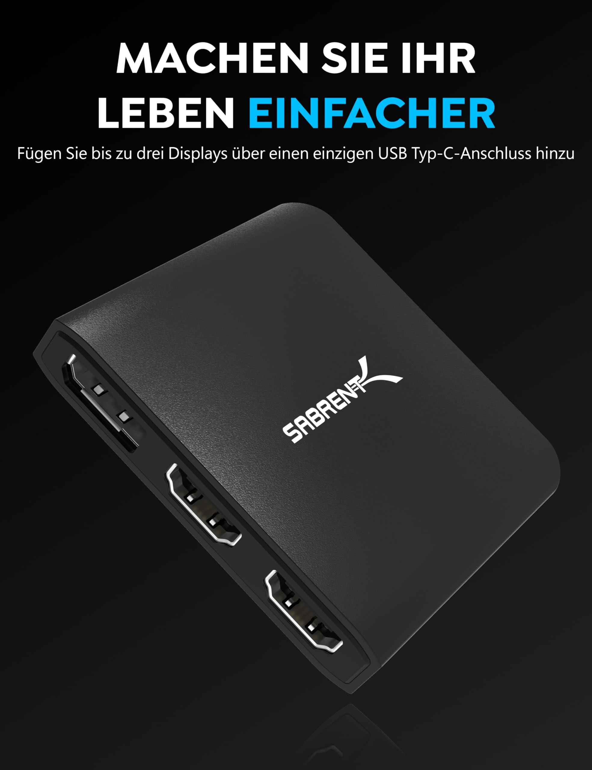 SABRENT USB C auf Dual HDMI Adapter + Displayport Adapter 8K@30Hz 4K@60Hz Externe USB Grafikkarte für Laptop (DA-H2D1)