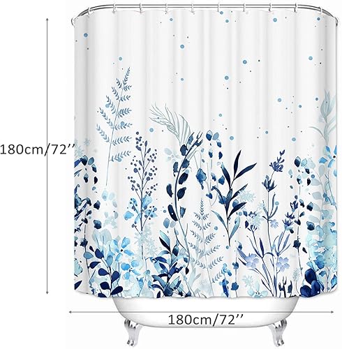 Miniatura 9 de Cortina de ducha con hojas de plátano, cortina de ducha de tela con hojas verdes, dobladillo pesado, con 12 ganchos, cortinas de ducha para baño,