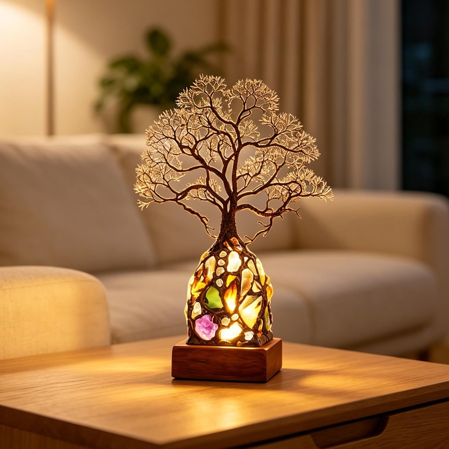 Tree of Life Night Light, Waterproof Bathroom Lamp, Led Tree Light，B