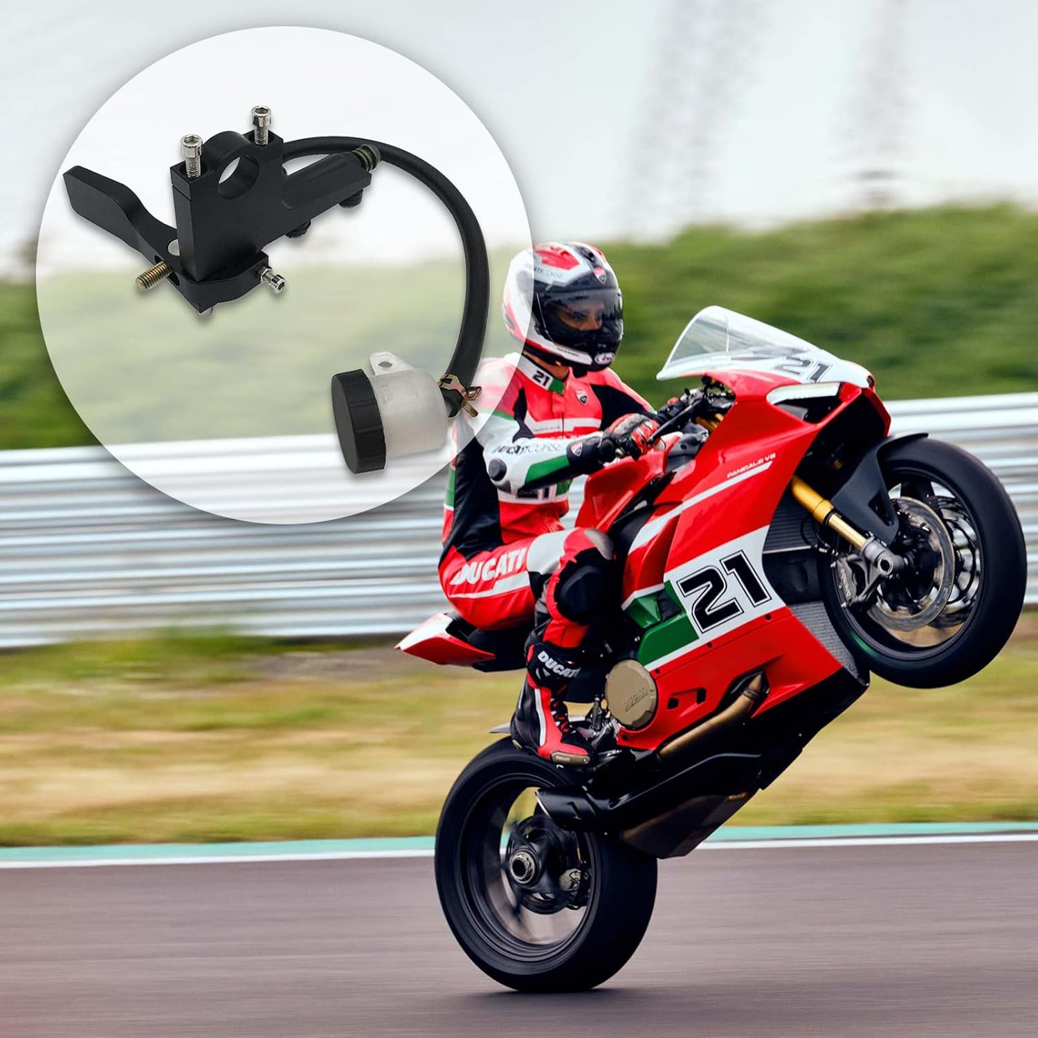 Rear Master Pump, Motorcycle Thumb Brake, Motorcycle Clutch Thumb Brake Lever, Thumb Brake Lever Rear Master, 7/8in Universal Aluminium Alloy Rear Master Straight Pump Cylinder Handle Kit