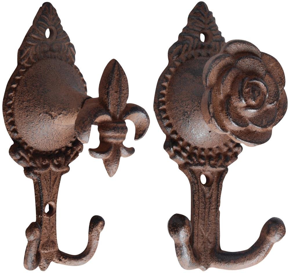 Esschert Design 3er Set Wandhaken Mit Hirsch-Motiv – Aus Gusseisen, Je Ca. 22x9,9x28 Cm, Rustikale Garderobenhaken Für Flur Oder Wohnzimmer