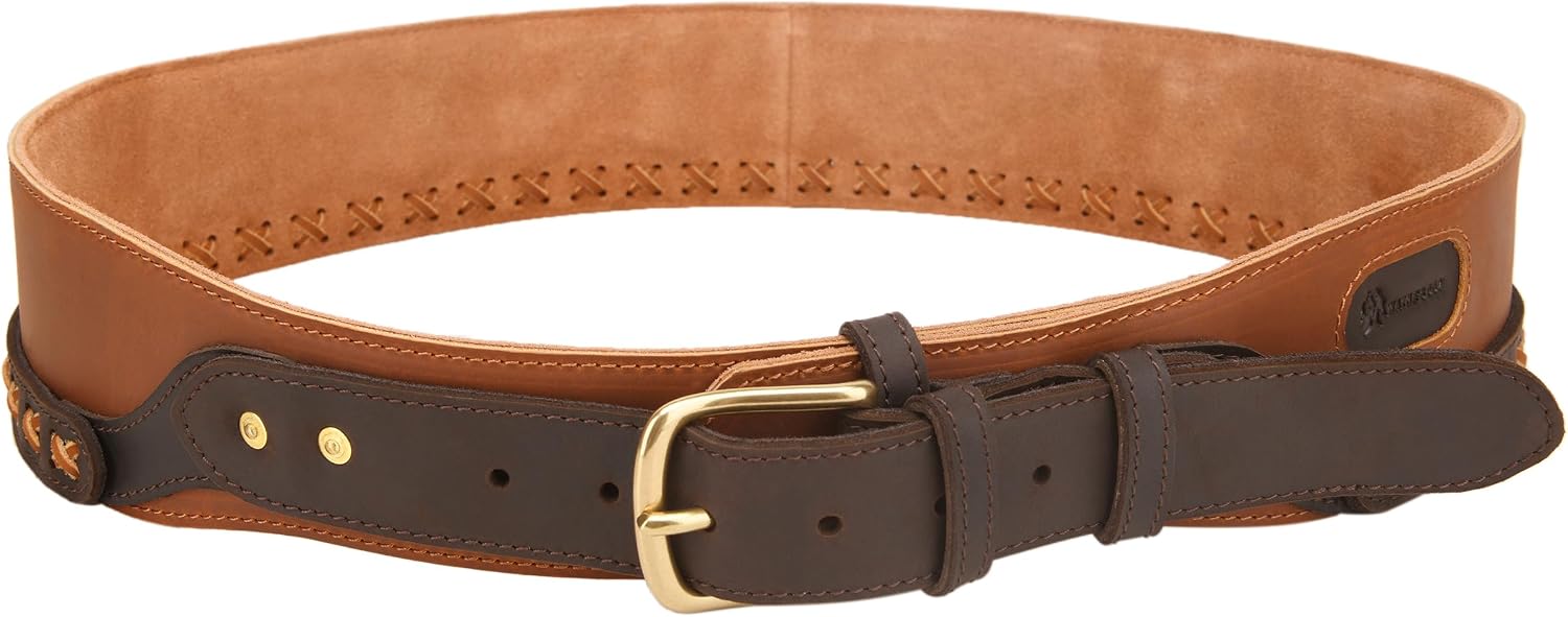 WAYNE'S DOG Cowhide Leather Shotgun Shell Bandolier Belt for 12 Gauge/16 Gauge Ammo Cartridge Belt