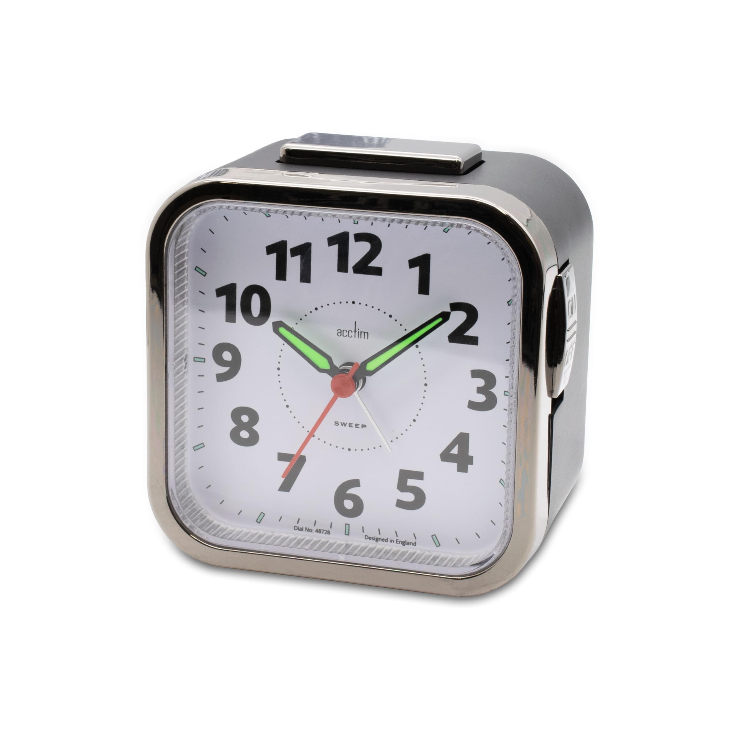Acctim Otis Non-Ticking Sweep Bell Alarm Clock (Black/Gunmetal) - Image 2