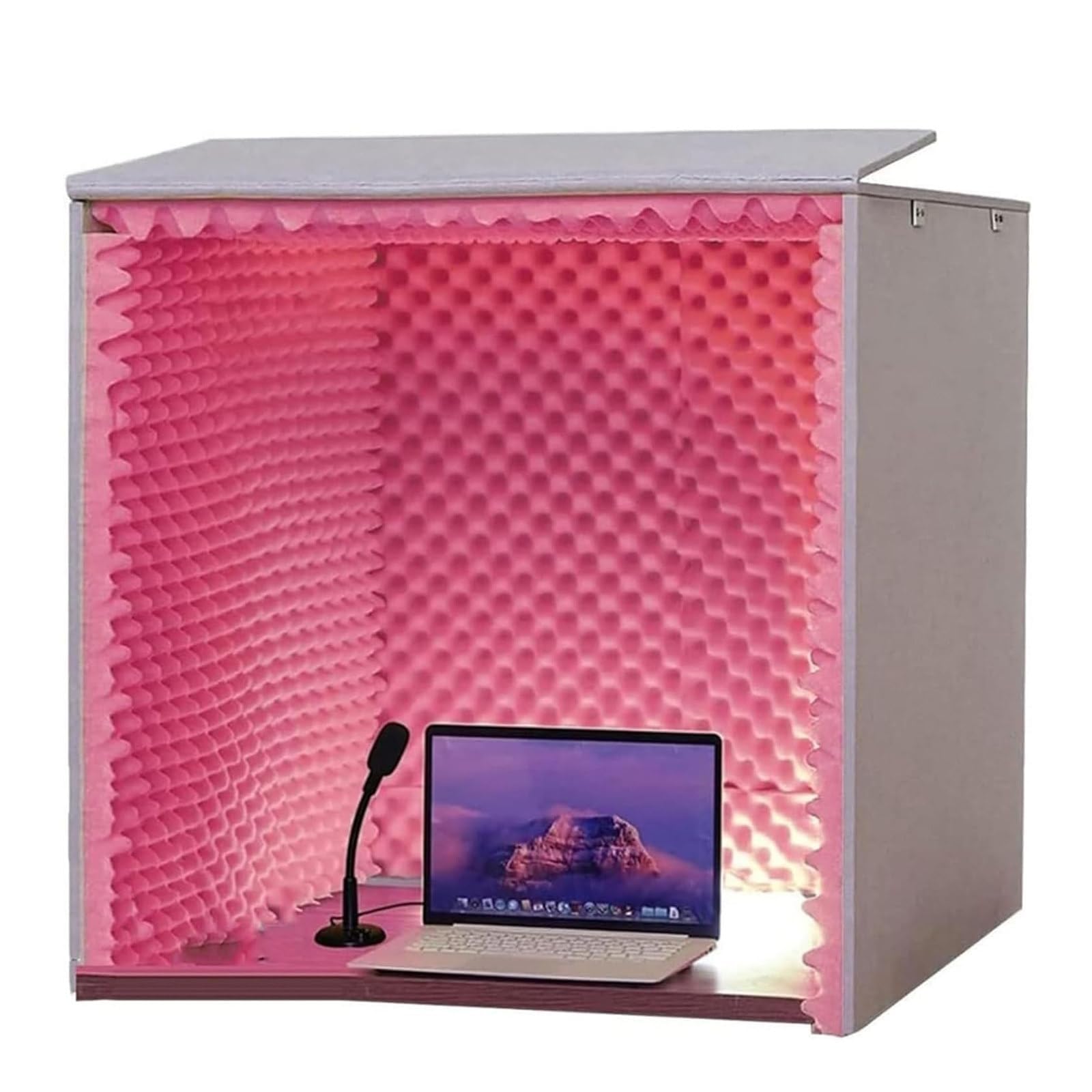 Cabina di registrazione vocale portatile, copertura insonorizzante da tavolo for microfono, schermo isolante for microfono quadrato, cabina di registrazione musicale for podcast(Red,80 * 80cm)