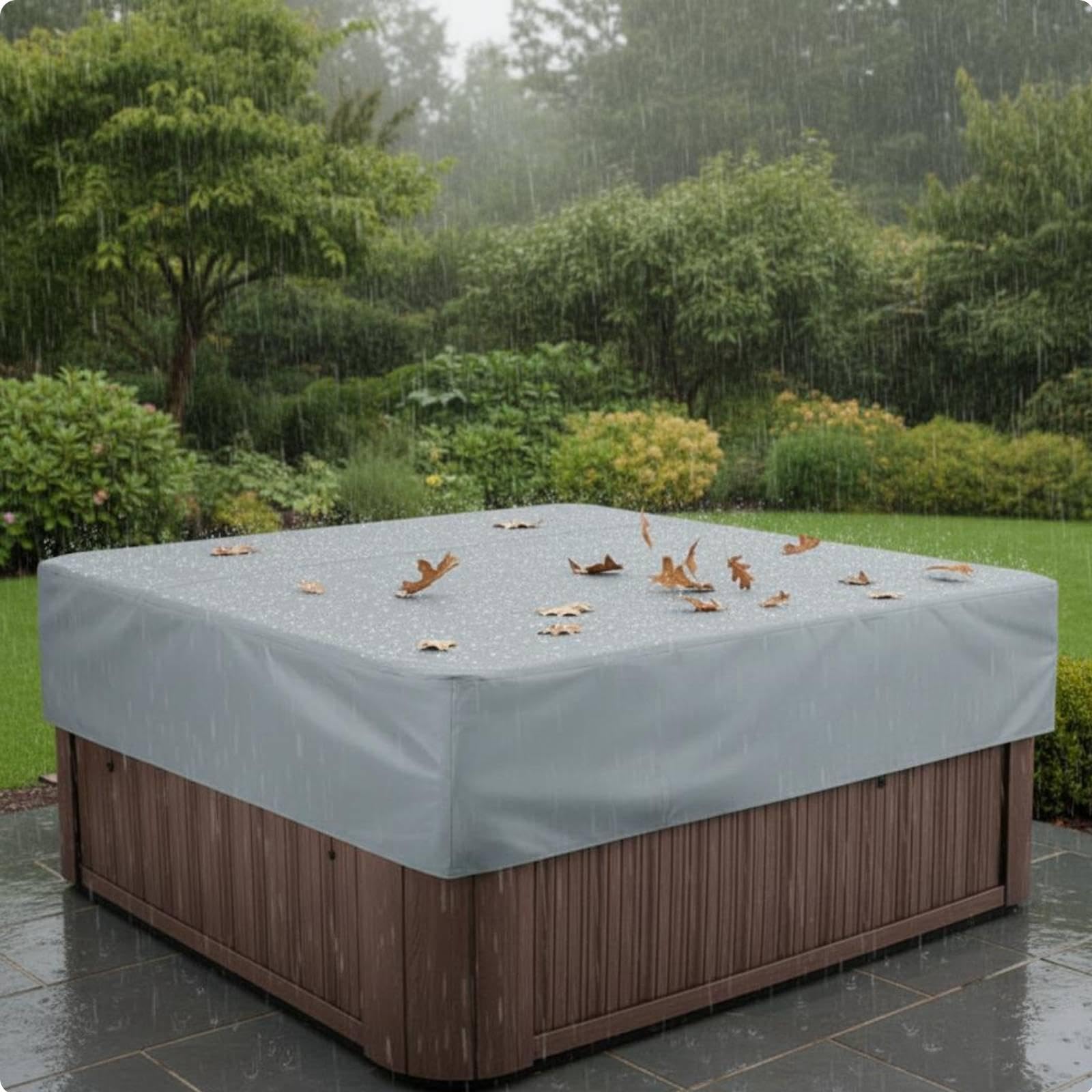Square Spa Cover Cover Anti Waterproof Waterproof Cover Dustproof Outdoor Spa Lid for Garden, Patio, Backyard Gray 215 * 215 * 30cm-image-47