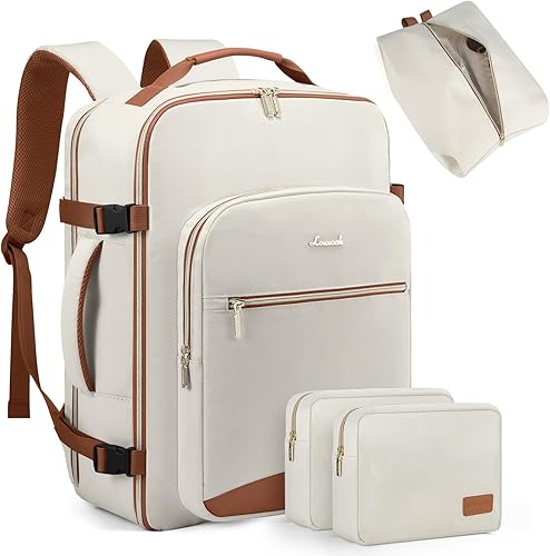 LOVEVOOK Mochila de viaje para mujeres y hombres como artículo personal aprobado por vuelo, equipaje de 40 L, Beige, Mochila de viaje, mochila de