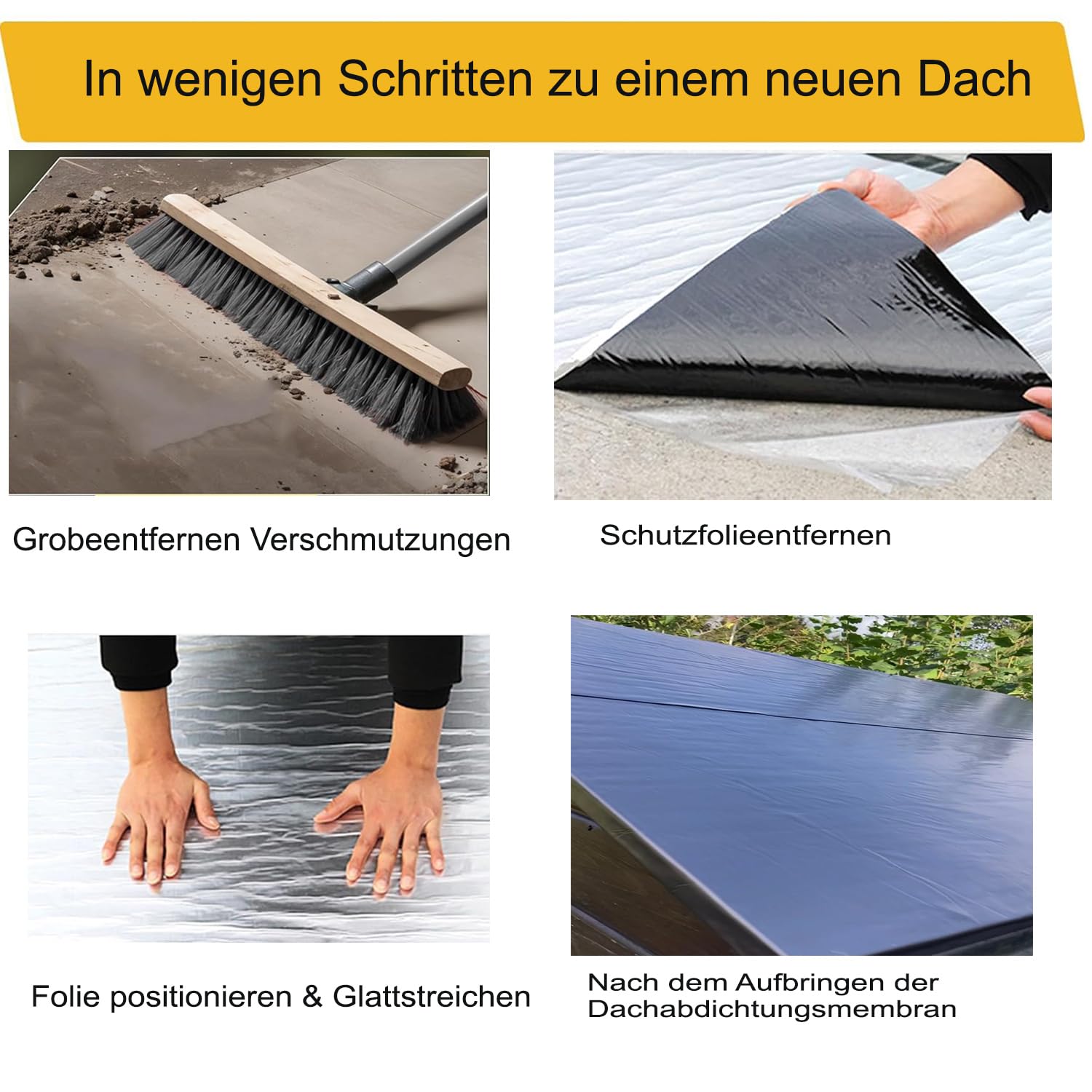 Dachfolie Aluminium 1x10m 10㎡ Selbstklebend Bitumenkleber für Gartenhäuser Garagendächer