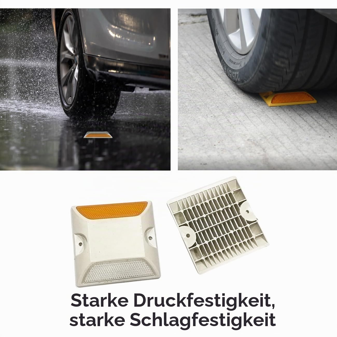 10 Stück Reflektierender Markierungsnagel, Parkplatz Markierung Gartenweg Treppen Gelb (weiß - 10 packen)