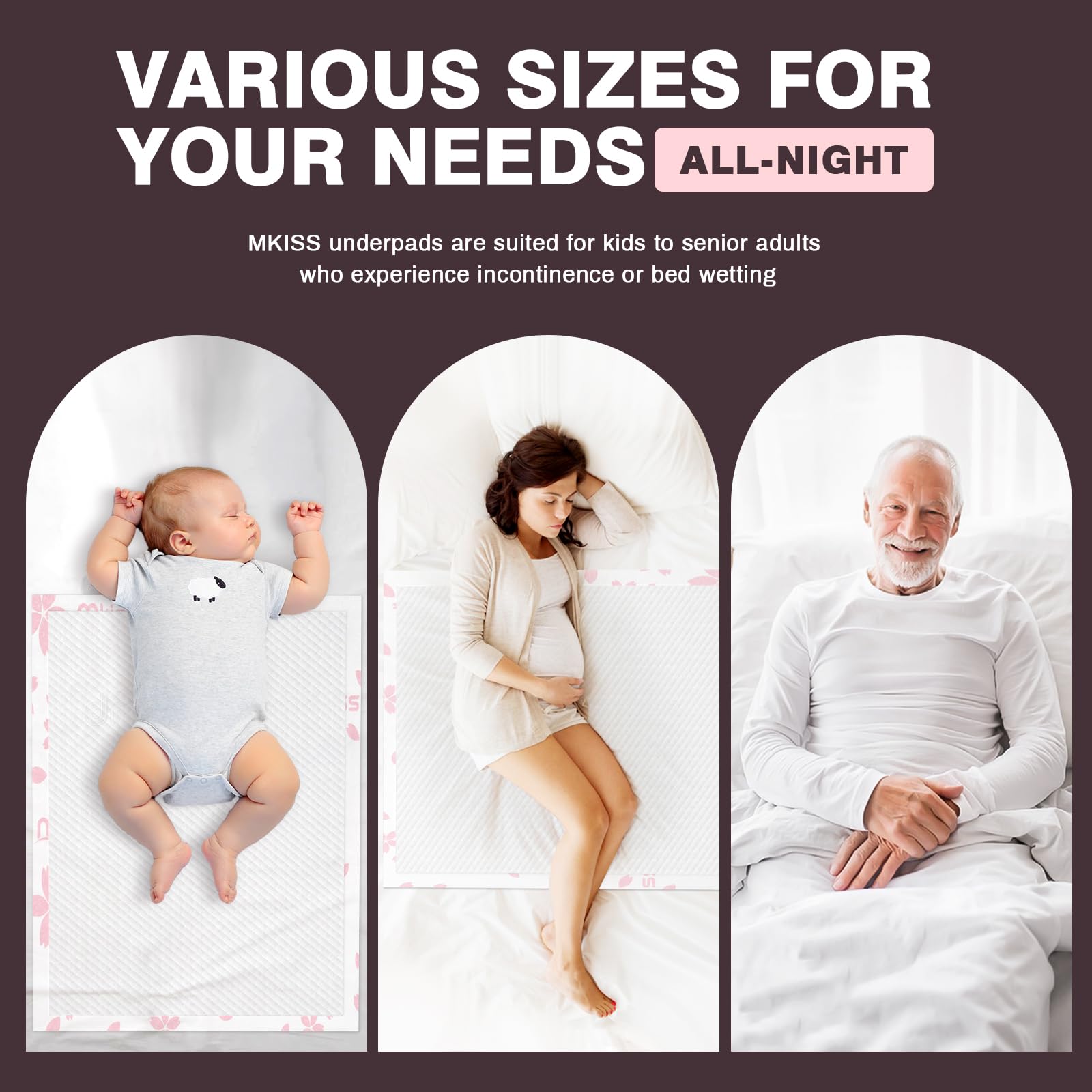 MKISS Almohadillas resistentes para incontinencia, 30 x 36 pulgadas, 50 almohadillas desechables ultra absorbentes, almohadillas de mandril resistentes a desgarros para adultos, niños, ancianos y