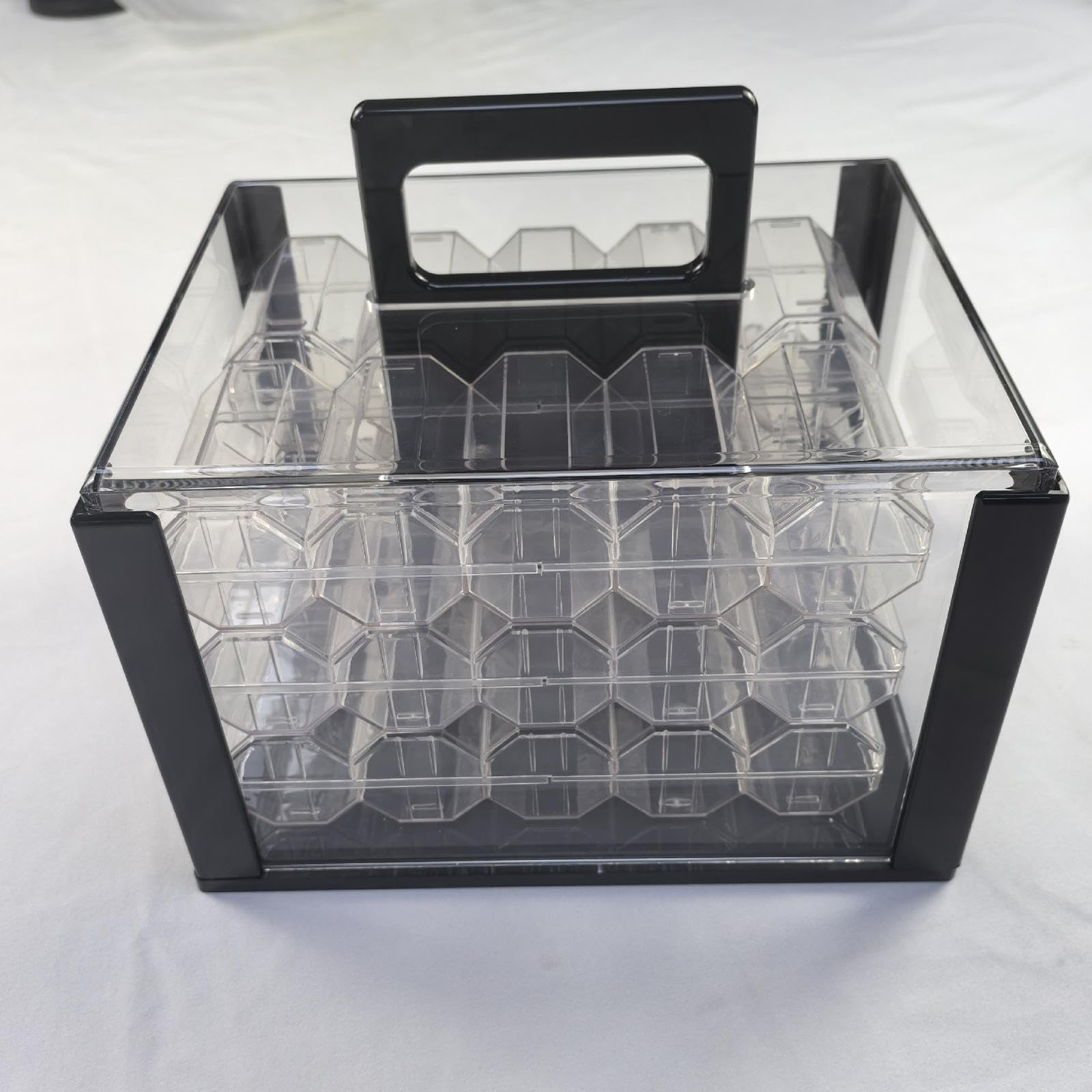 F Fityle Vitrina para chips, a prueba de polvo, con capacidad para 600 piezas, caja de almacenamiento multiusos para accesorios de juegos deportivos, con 6 Cajas de 43 Mm