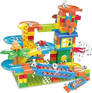 BATTOP Marble Run for Kids Ages 4-8, 167 PCS Classic Big Size Blocks Set, Crazy Marble Run Building Blocks with 4 Balls Race Track, STEM Toys Bricks Set Christmas Toys for Boys & Girls