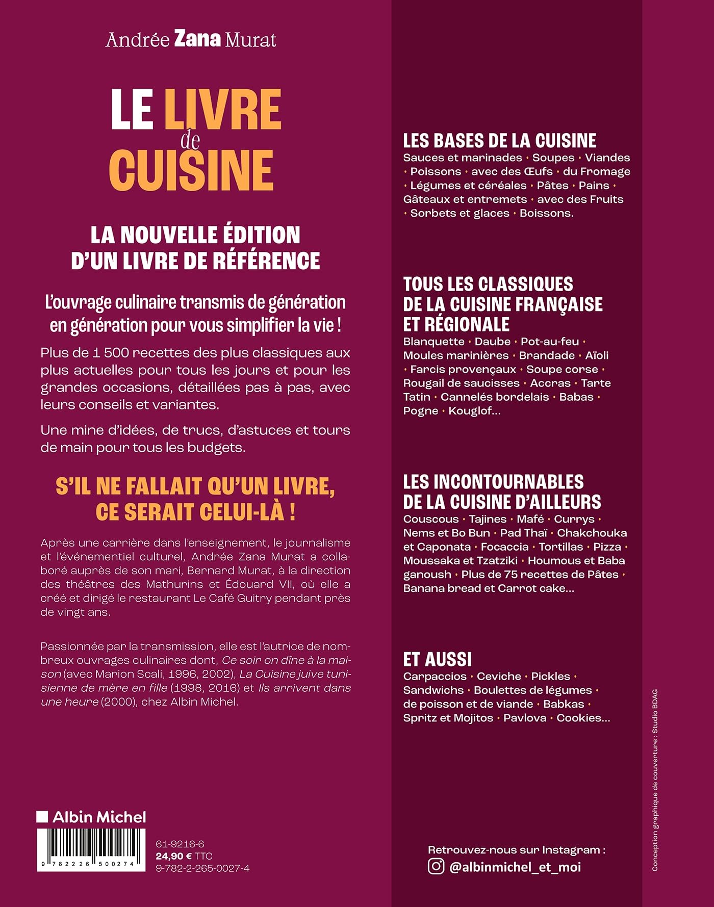 Le Livre de cuisine (édition 2026): " Un livre que je garde précieusement." F-R Gaudry