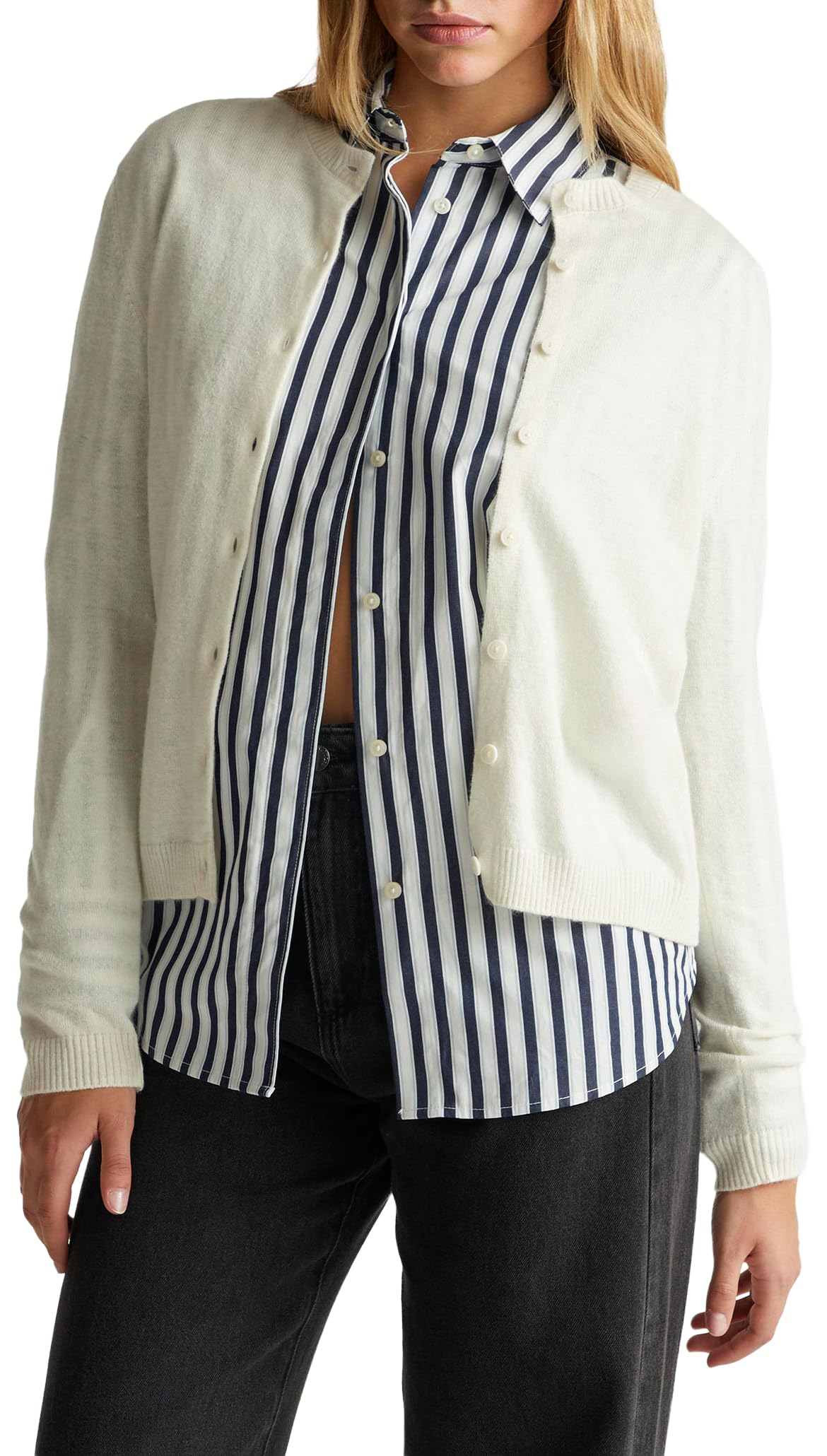 United Colors of Benetton Women's Cardigan Sweater, White, M