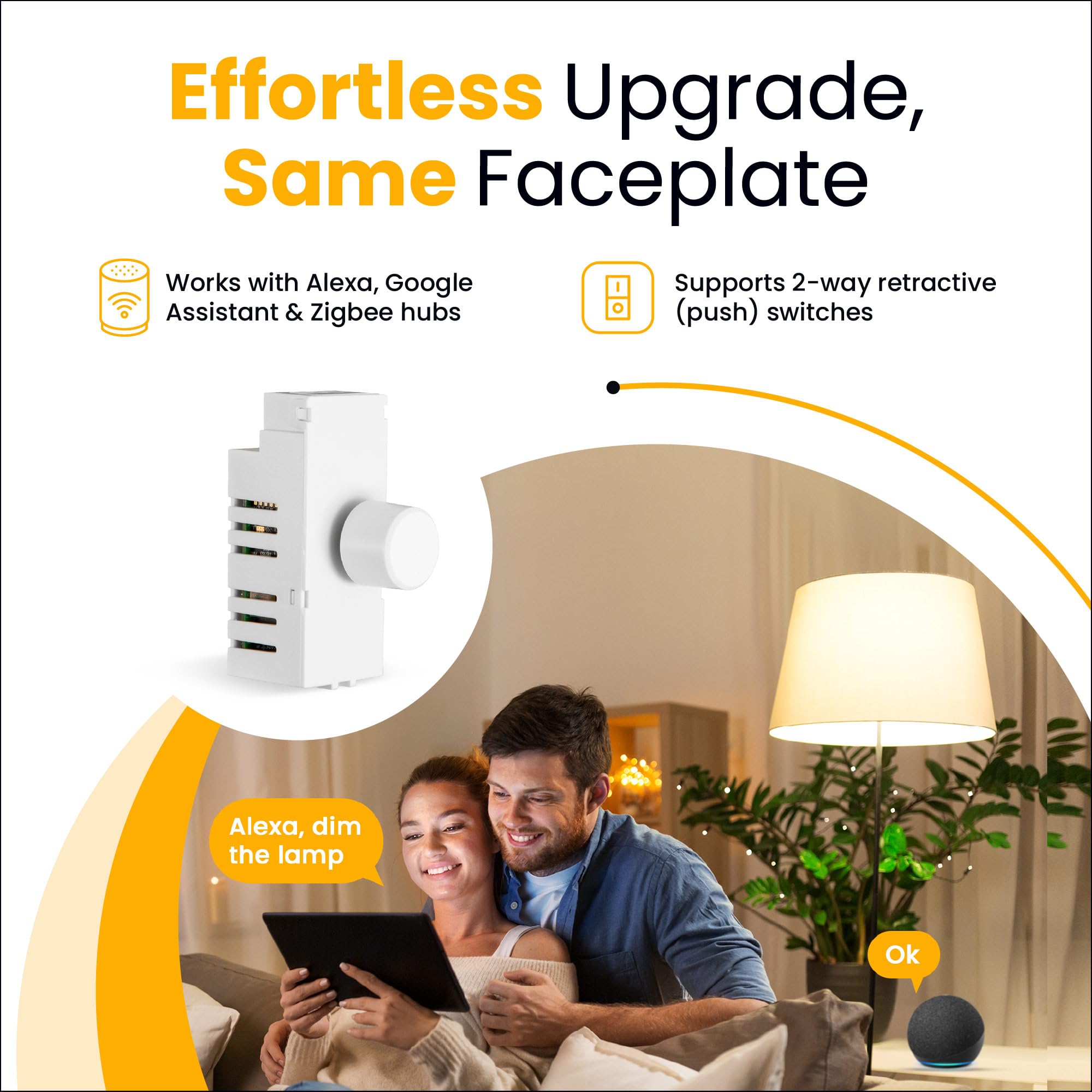 Candeo Smart Switch LED-Dimmer, kompatibel mit Philips Hue, Smartthings und allen Zigbee-Hubs, für dimmbare LED-/Glüh-/Halogenlampen, 1-fach-Mehrfachanschluss, Phasenabschnitt, für intelligente Steue