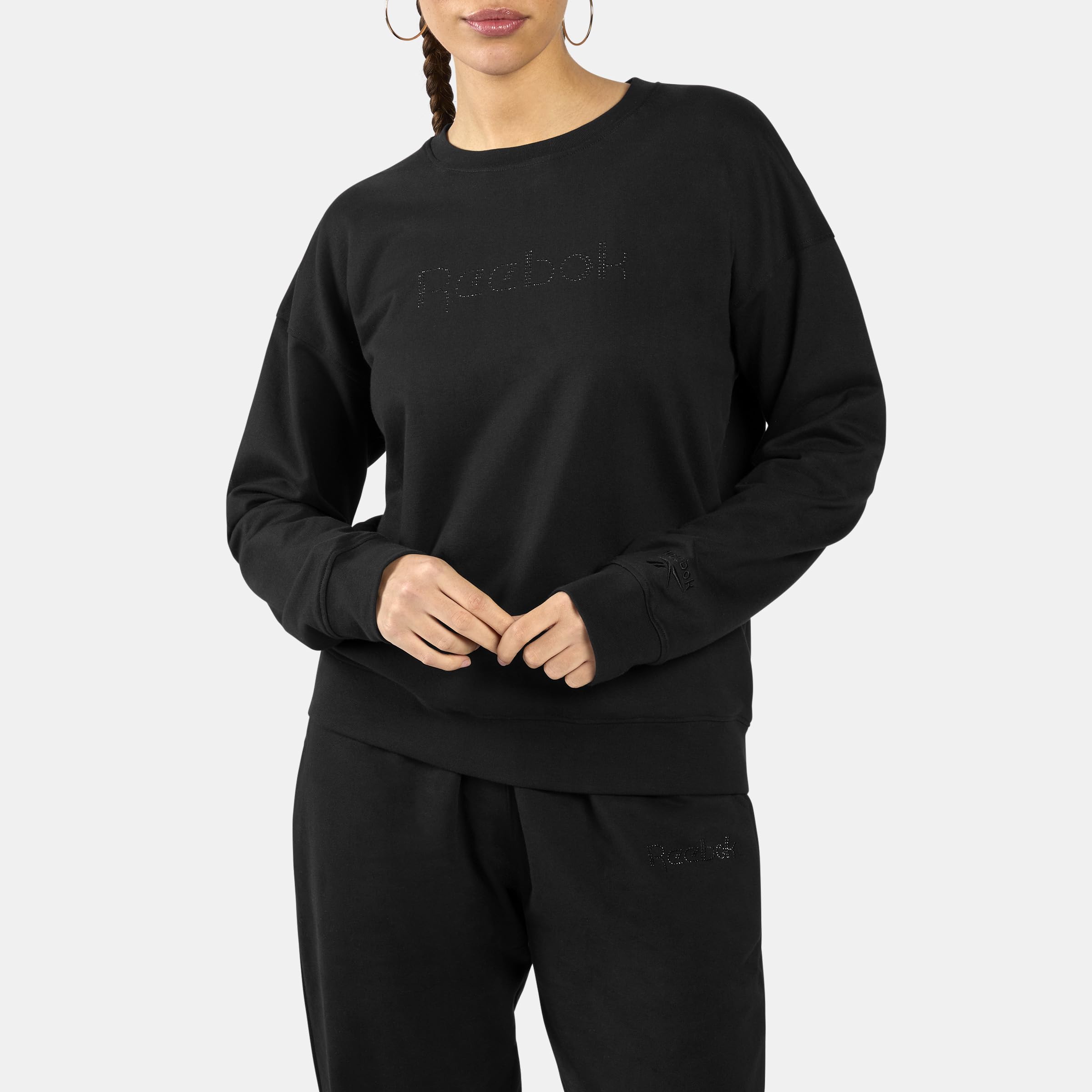 Reebok Studded Logo Crew Sweatshirt Black