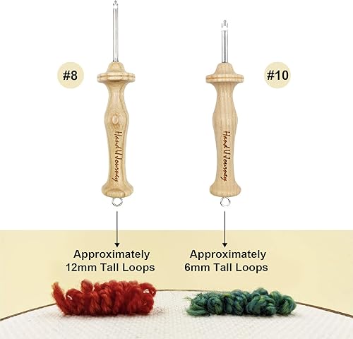 Miniatura 4 de Hand U Journey 8# Fine & 10# Juego de herramientas de gancho de madera de haya con mango de madera de haya, con diseño Oxford de lado abierto