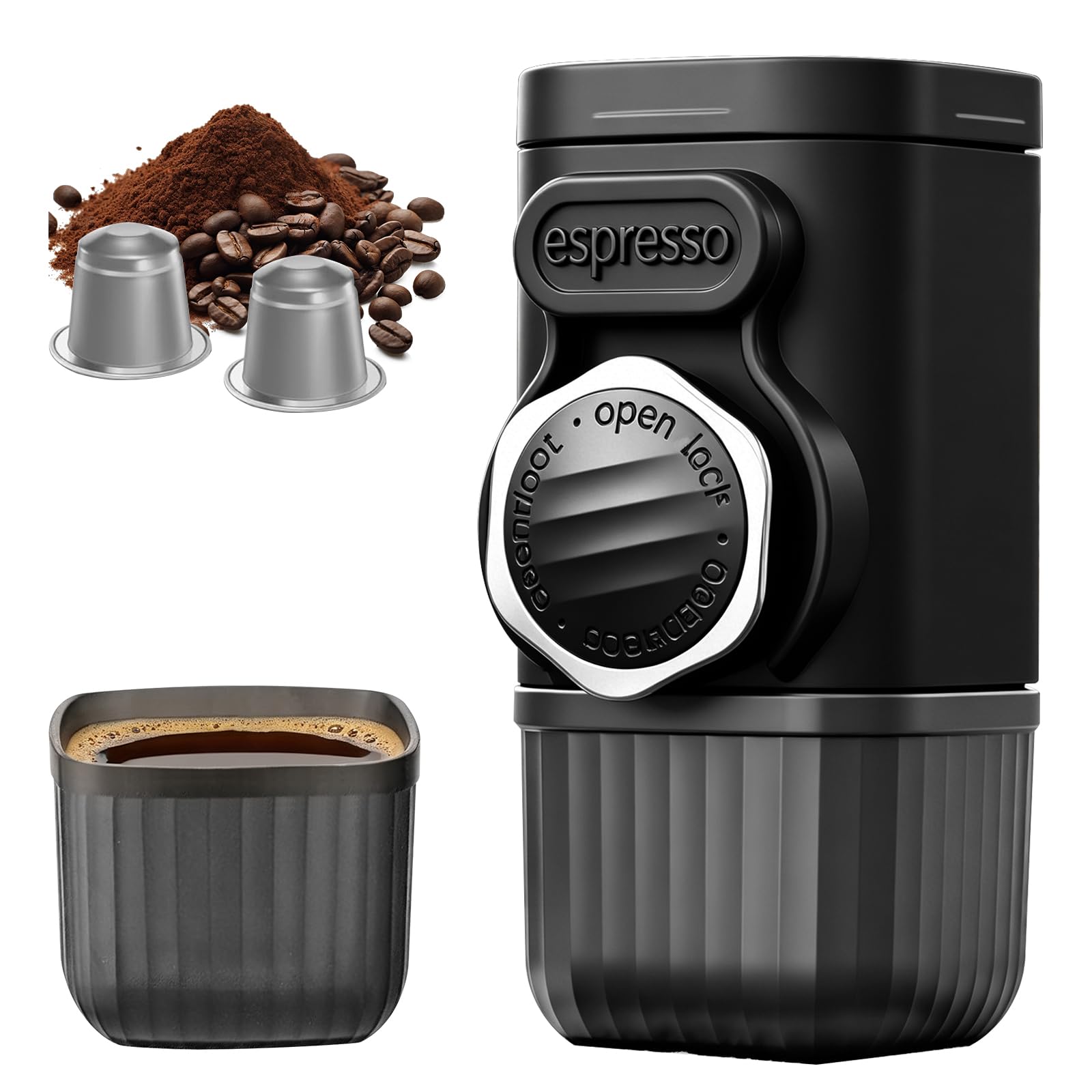 OBEST Macchina per caffè espresso portatile, Minipresso per viaggiare | macchina da caffè manuale espresso, viaggi all'aperto escursionismo, acchina da caffè portatile per campeggio