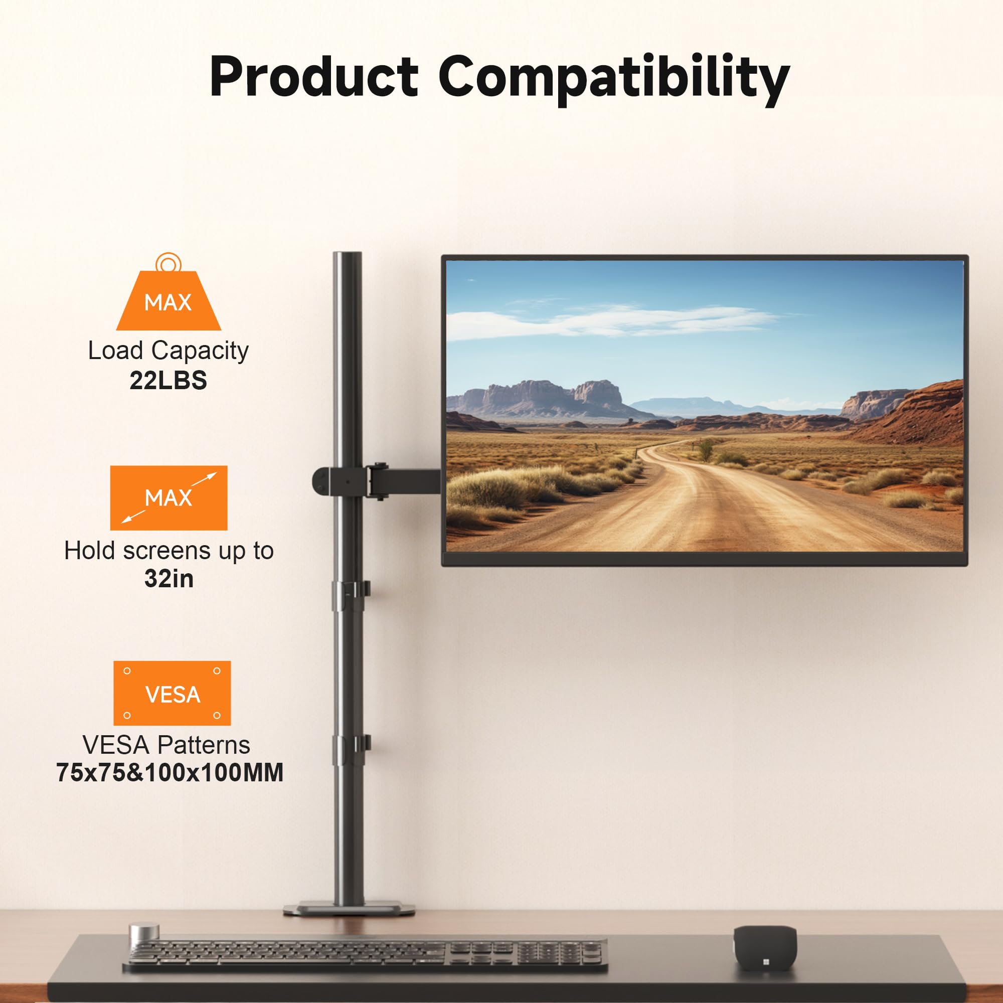 Bracwiser Uchwyt na ekran PC Ramię do ekranu LCD LED 13-32 cali VESA 75/100 mm obrót 90° 360°