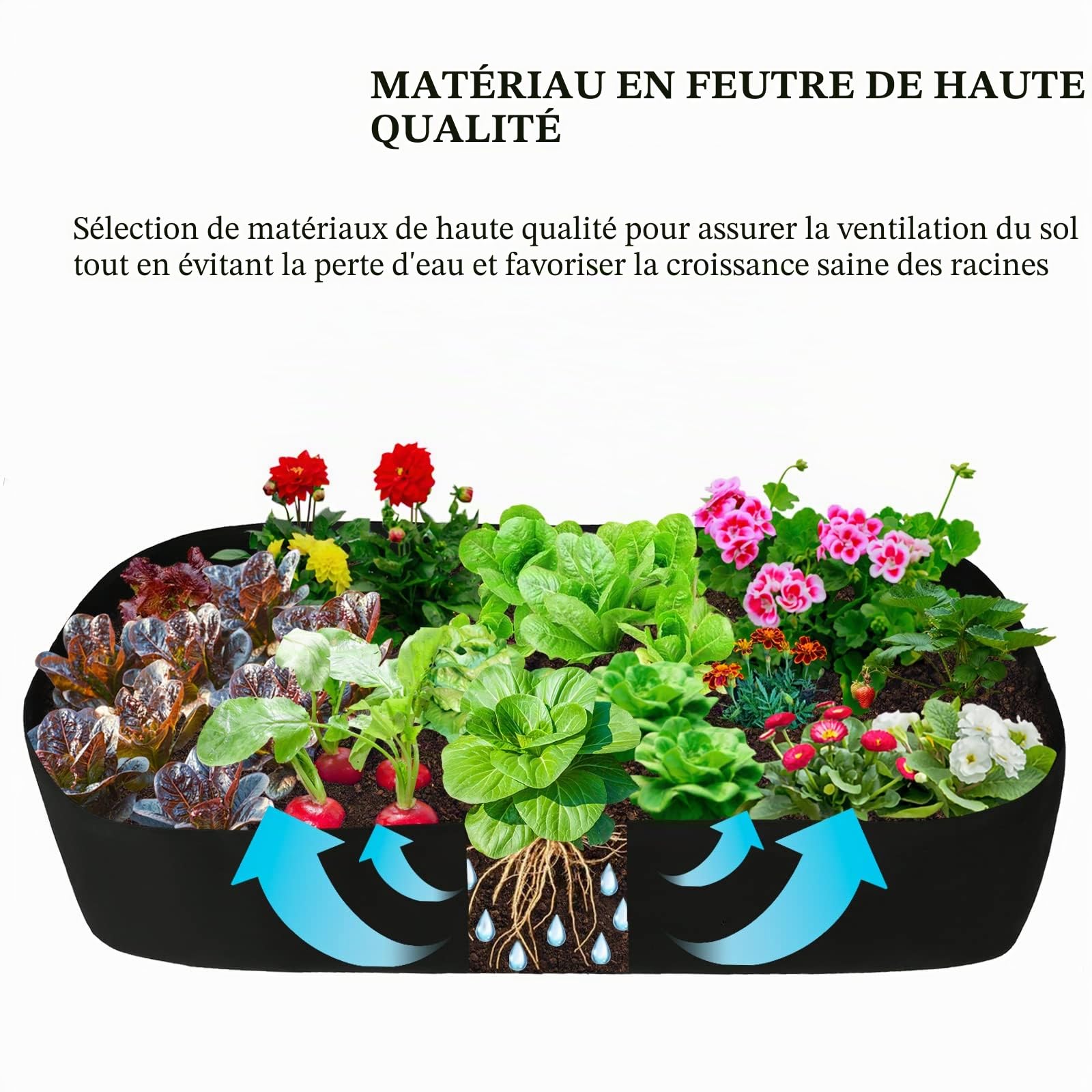Seika Sac de plantation respirant pour balcon, cour ou jardin, Noir