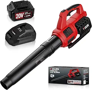 VacLife Leaf Blower Cordless with Battery and Charger-350CFM 150MPH 20V Electric Leaf Blower, Perfect for Lawn, Yard, Garage, Patio & Sidewalk Red (VL717)