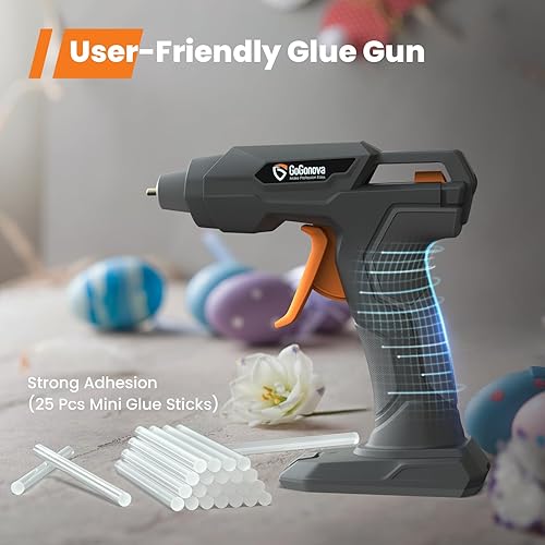 Miniatura 5 de GoGonova Pistola de pegamento inalámbrica, pistola de pegamento antigoteo de precalentamiento rápido de 20 segundos, kit de pistola de pegamento