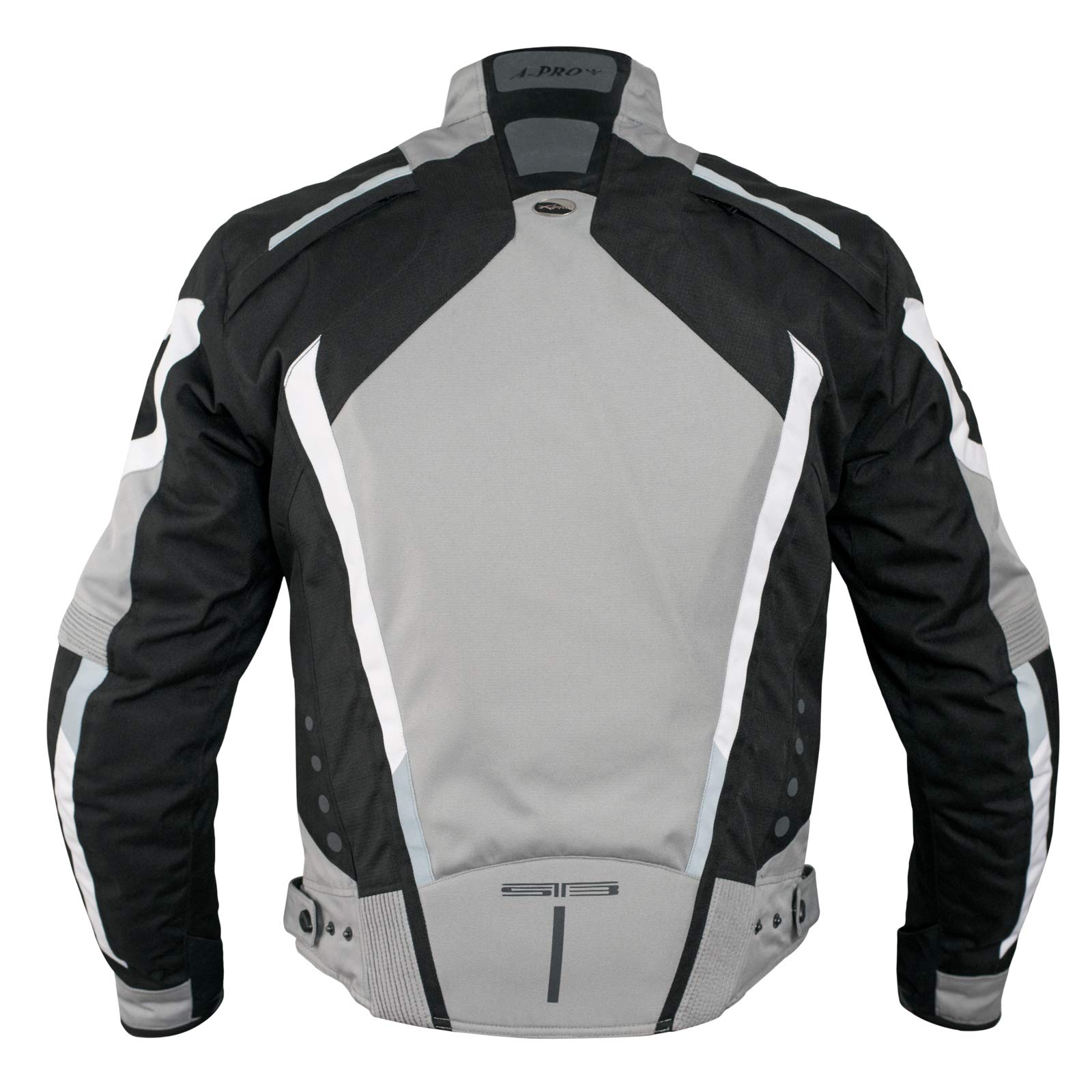 Tekstylna kurtka termiczna na motocykl, enduro, ochraniacze, wysoka widoczność, szara, rozmiar M