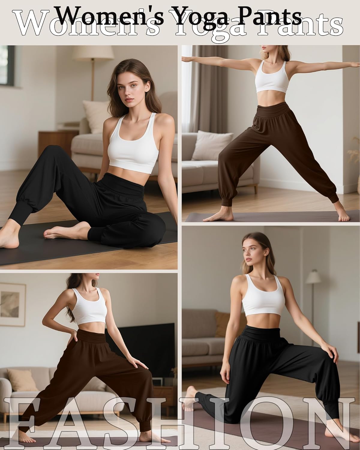 Locoowai 2 Pack Women's Yoga Joggers, Cozy Sweatpants with Pockets Casual Loose Comfy High Waisted Lounge Pants