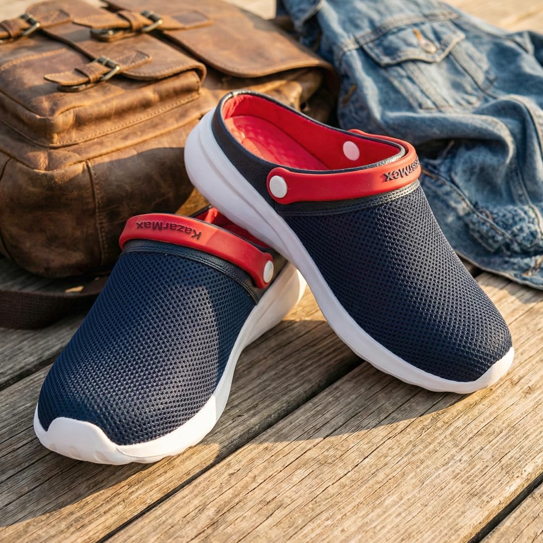 KazarMax Wanderer Navy Red Clogs Sandals for Men -7 UK 2