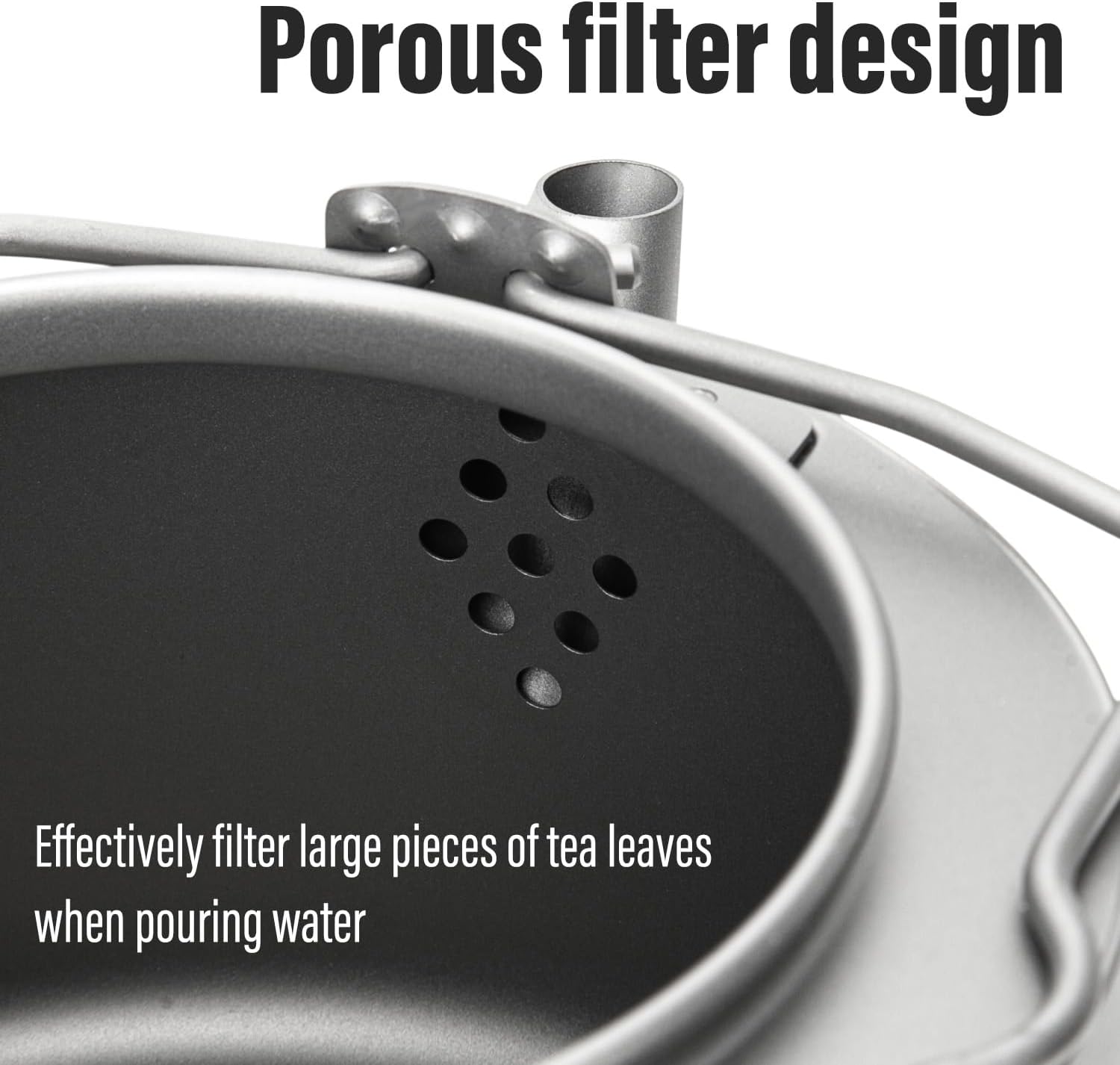 TiTo Titanium 1000ml/33.82fl oz Titanium Kettle with Folding Handle Filter Teapot Ultralight Portable Coffee Boil Water Pot for Outdoor Camping Hiking Travel Backpacking Drinkware (Matte)