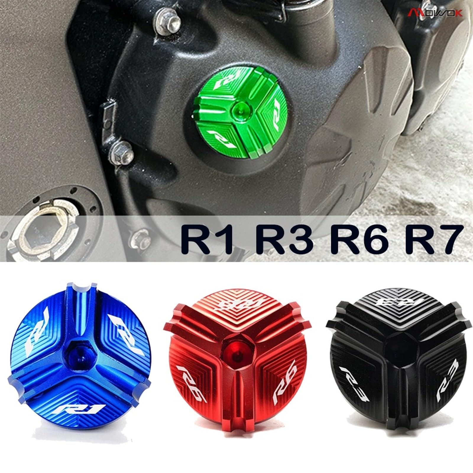 Tappo Olio Motore CNC Per Yamaha YZF R1 R3 R6 R7 - In Alluminio 6061 Anodizzato, Compatibile 1998-2023, Colore Oro