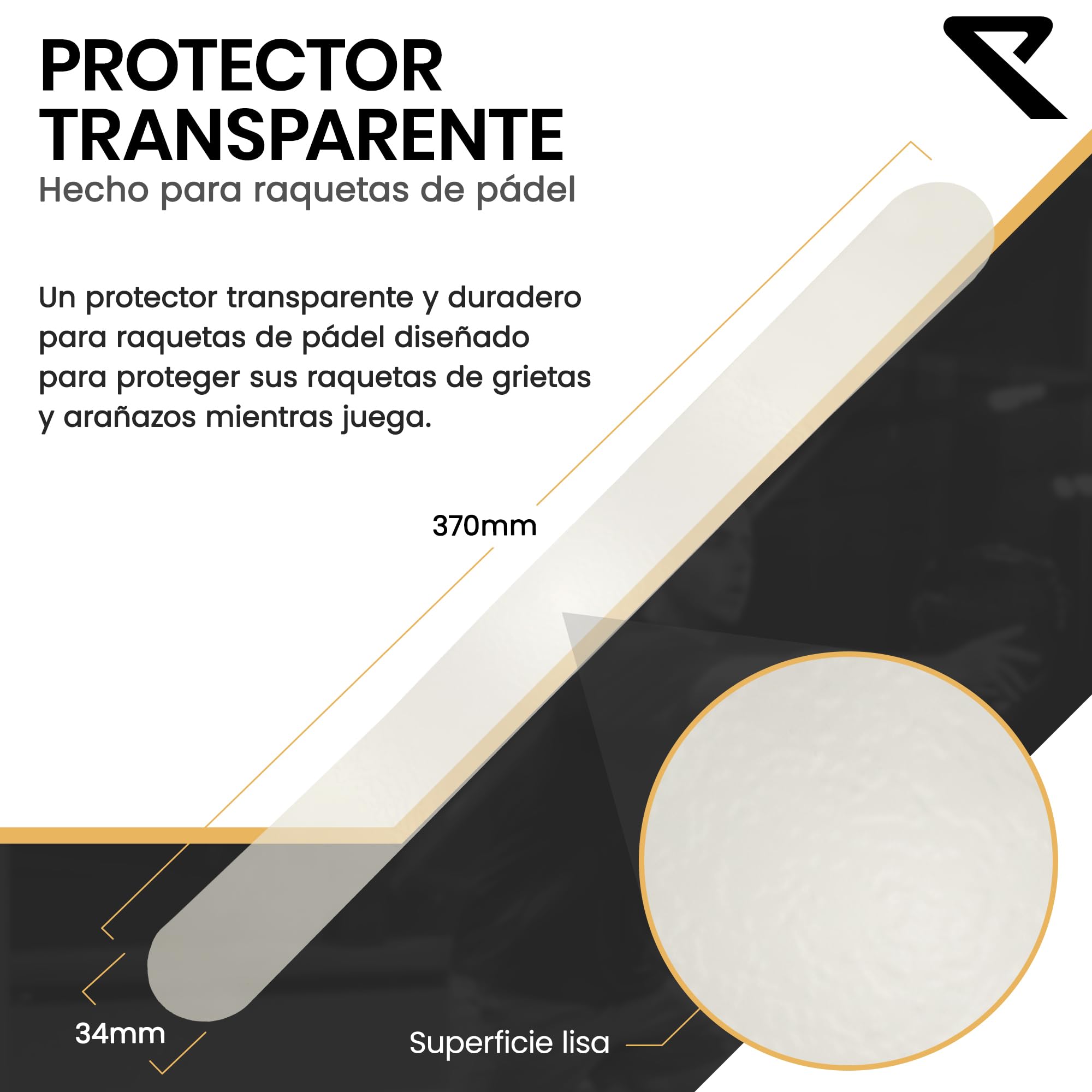 RYZE Protector Pala de Padel Transparente Pack de 2 Superficie Lisa Material Resistente