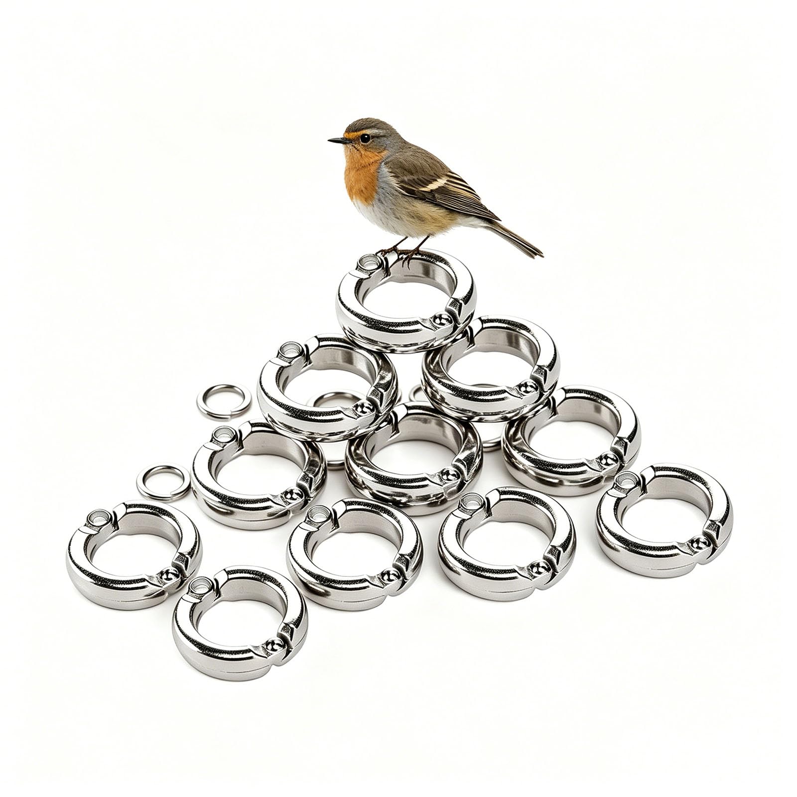 pájaro con las piernas cerradas, Tobilleras de Metal for patas loro, Clip Se for entrenamiento moscas al aire libre, identificación 4-15mm, 10/50/100 Uds(100 pieces,15mm)