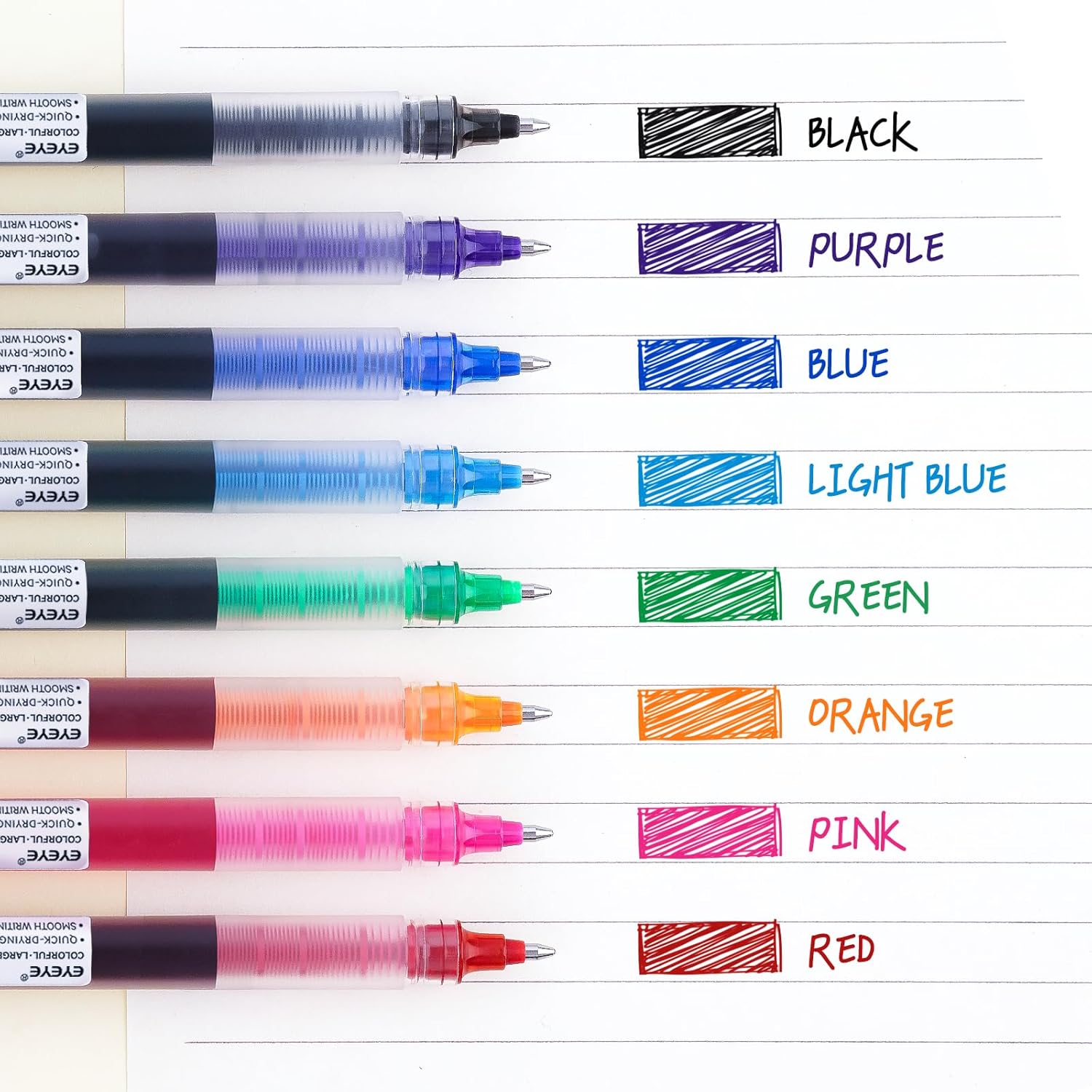EYEYE 0.5mm Needle Tip Rollerball Pens Multicolor, 8 Assorted Colors Quick Dry Extra Fine Point Pen Smooth Writing Pens for Journaling, Note Taking, Office, School Supplies, Doodling & Gifts - Image 3