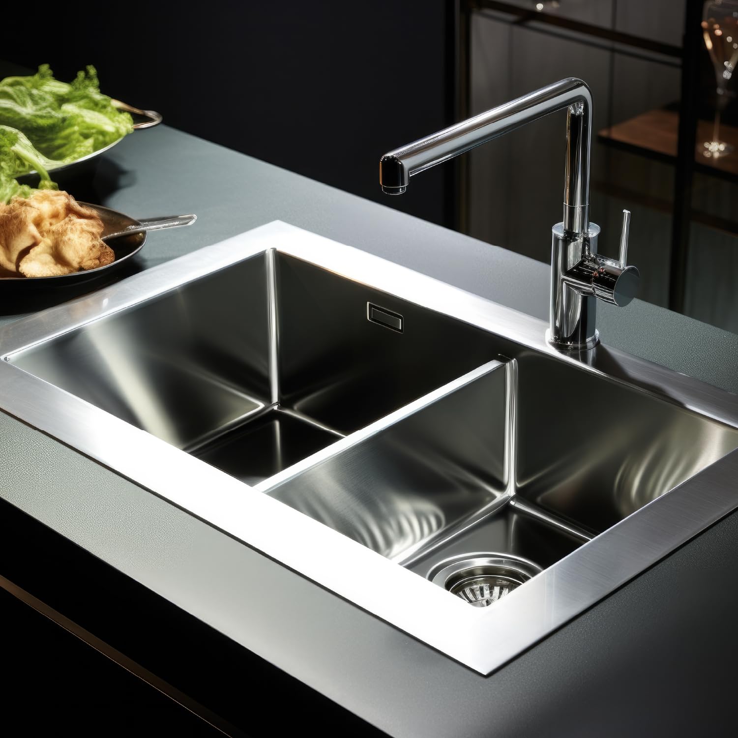 Sifón Fregadero Ahorro de Espacio Ø115 mm con Válvula Cesta Metálica para Cocina Desagüe Compacto Tipo Botella 1 172 x 40 mm Ideal para Muebles con Cajones Instalación Fácil FLUVIA