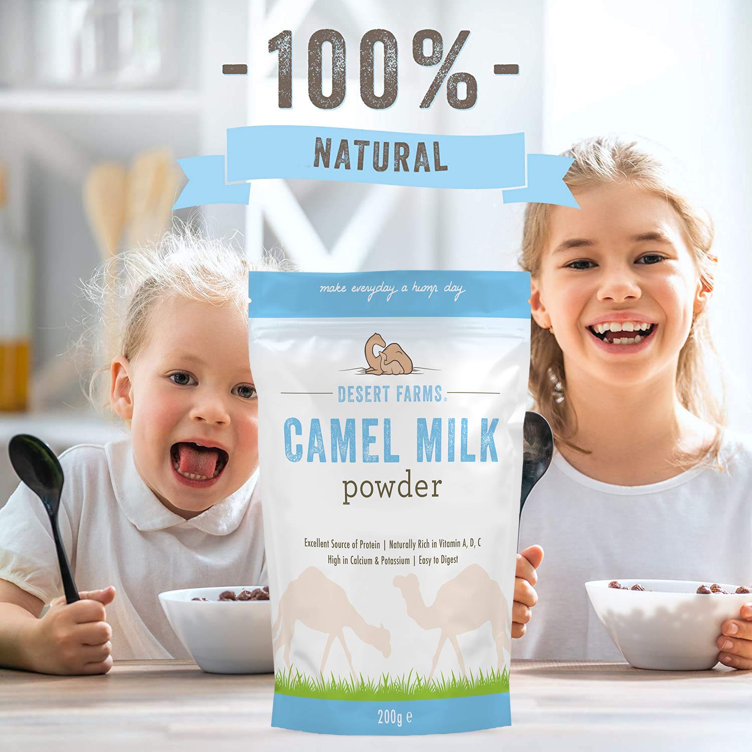 Desert Farms Organic Whole Camel Milk Powder Certified PALEO and KETO Allergen Free Non-GMO Easy to Mix Powder Milk - Excellent Replacement For Goat and Soy Milk - Packaged In The USA (400 Grams)