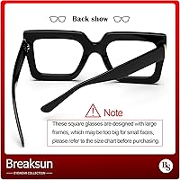 Vista 2 de Gafas de luz azul extragrandes para mujer, moda, gafas de computadora de lente cuadrada gruesa, sin receta, gafas negras, A1 negro