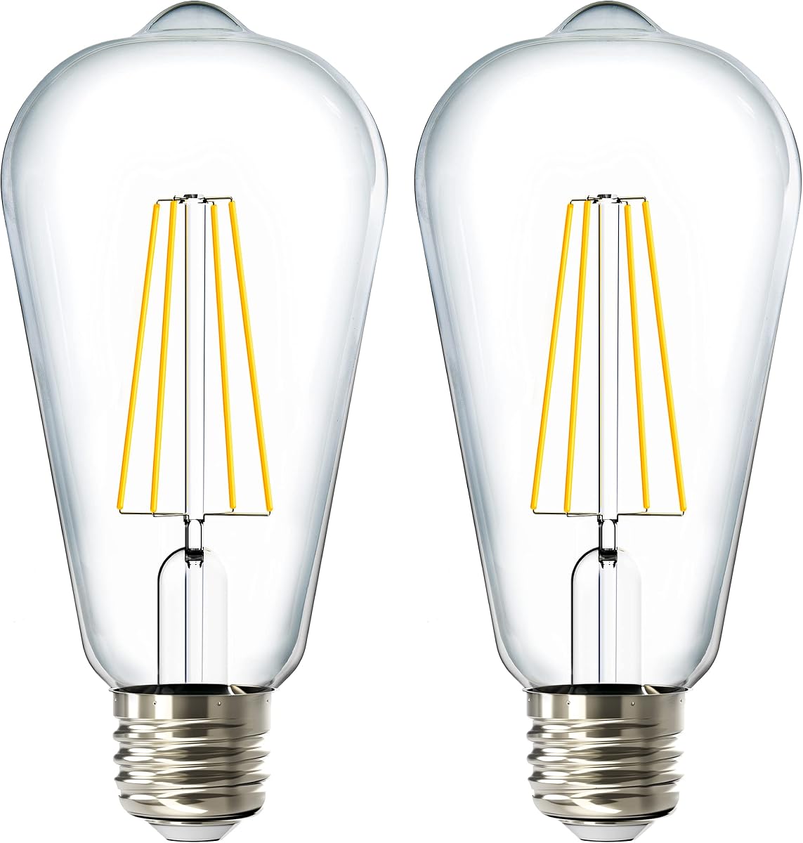 Paquete de 2 bombillas LED de Edison para exteriores Sunco ST64 de crepúsculo a amanecer, estilo vintage | 800LM, 2700K blanco suave, 7W=60W, ST19, base media E26, bombillas para exteriores con detección automática de luz encendida/apagada, filamento decorativo transparente