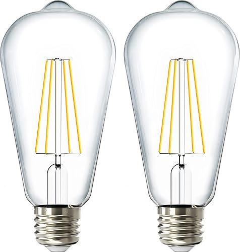 Sunco - Paquete de 6 bombillas LED Edison de 2700 K, color blanco suave, equivalente a 7 W, 60 W, ST64 de estilo vintage, bombilla automática