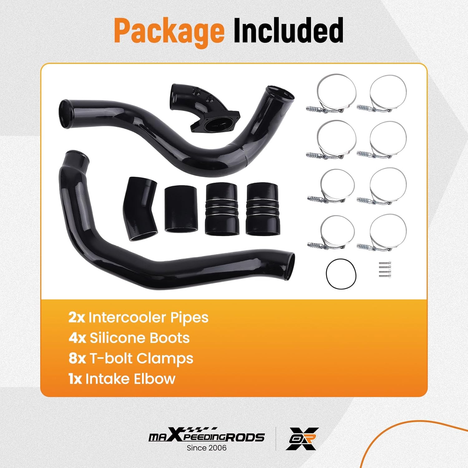 maXpeedingrods Intercooler Pipe Boot Kit with Intake Elbow for Ford F-250 F-350 F-550 Super Duty 2003-2007 F-450 Super Duty 2004-2007, Excursion 2003-2005, 6.0L Powerstroke Diesel