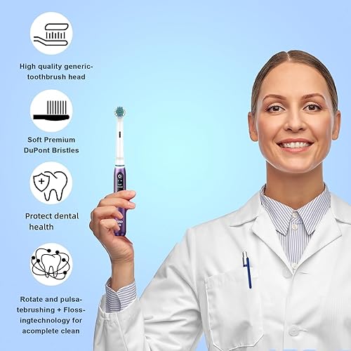 Miniatura 6 de YEOSLL Cabezales de cepillo de repuesto compatibles con Oral B, cabezales de cepillo de dientes eléctricos, acción cruzada de limpieza de precisión