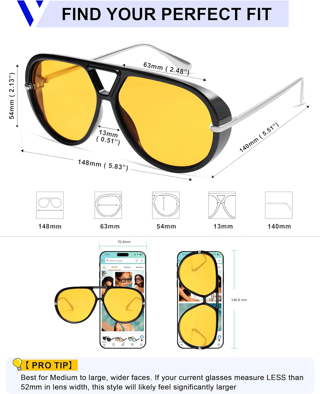 VANLINKER Oversized Trendy Polarized Aviator Sunglasses for Women Men Retro Round Sunglasses Vintage Shield Shades VL9798 - Image 5