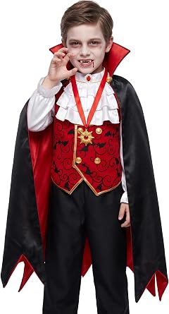Vampire Costume for Boys Scary Halloween Red Vampire Costume for Kids